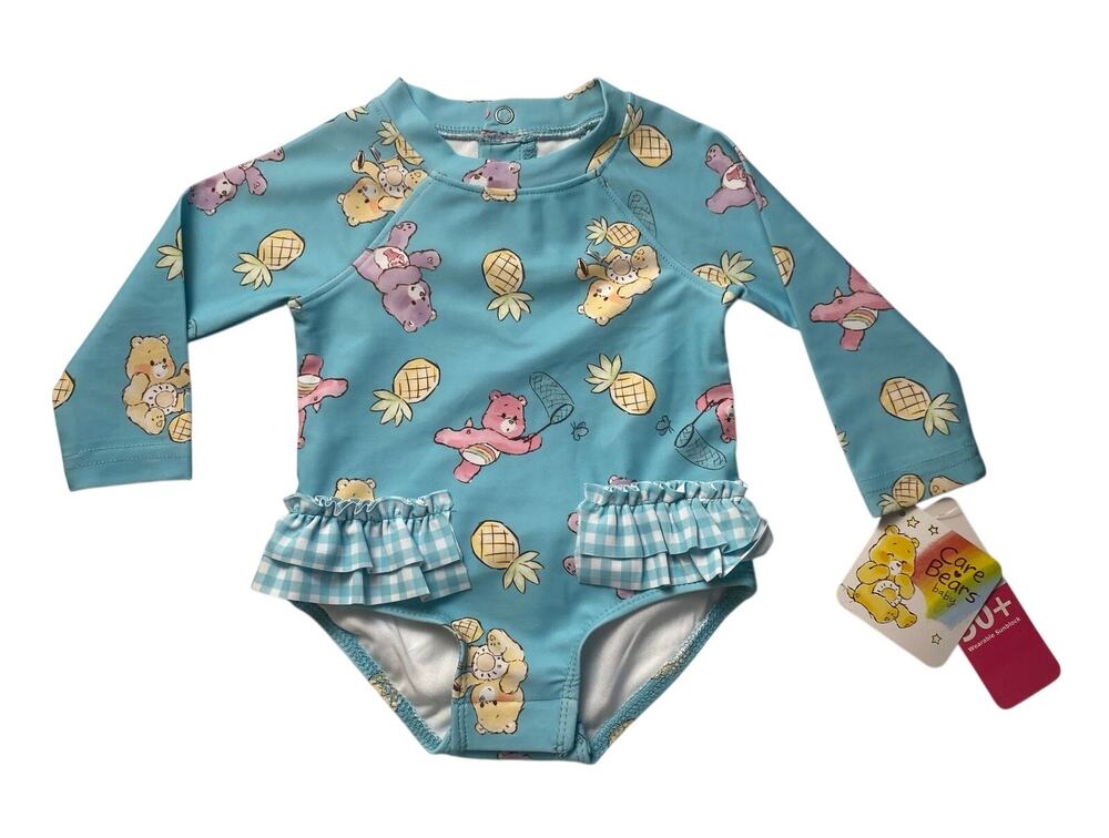 Care Bears Baby Long Sleeve One Piece Swimsuit Infant Girls Size 3-6 Months NWT